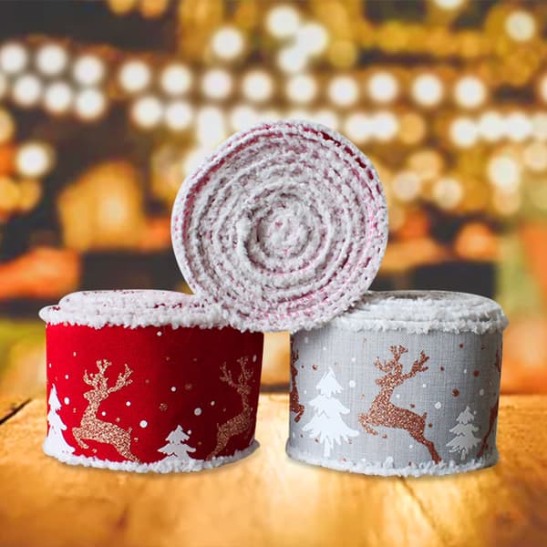 3 ruller julebånd med metalkanter Juleelgdesign til