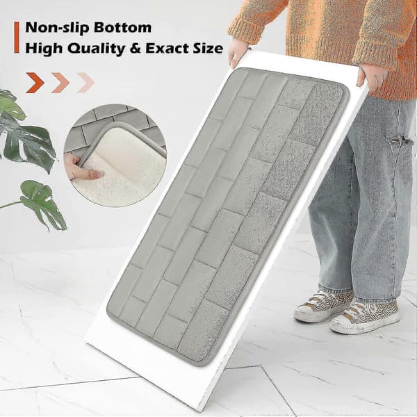 Bathroom Mat Super Absorbent Water Non-Slip Memory Foam Bath Mats For Bathroom Machine Washable Quick Dry 40 X 60 Cm Light Grey