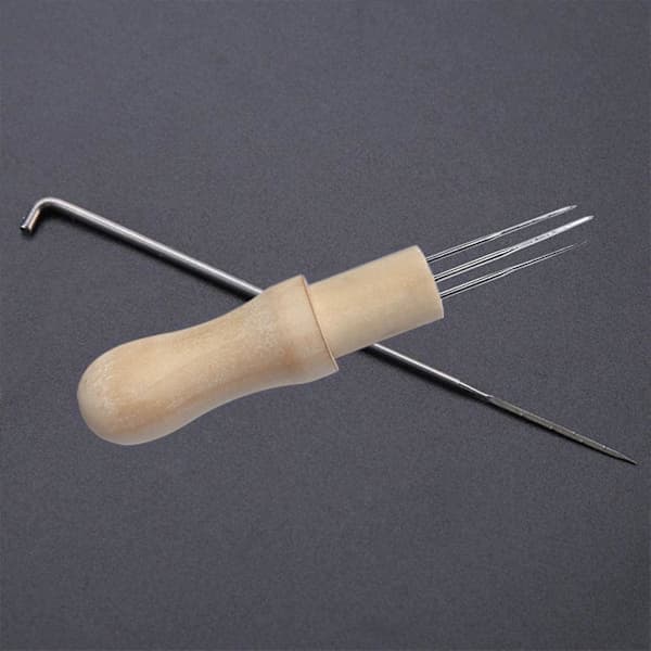 Needle Felting Needle 3 Needles Solid Wood Handle Awl Craft Tool