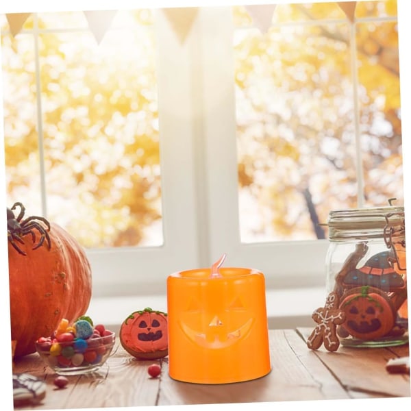 12 Halloween candles, pumpkin decoration, battery candles, skull lanterns, pumpkin tea lanterns, Halloween flameless can