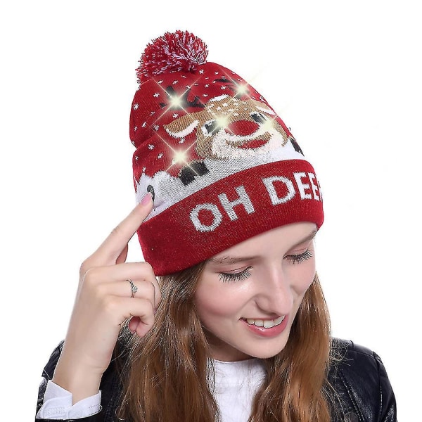 Jouluhatut Värikäs hehkuva joulu Lämpimänä pitävä hattu lapsille AikuisillePunainen Red