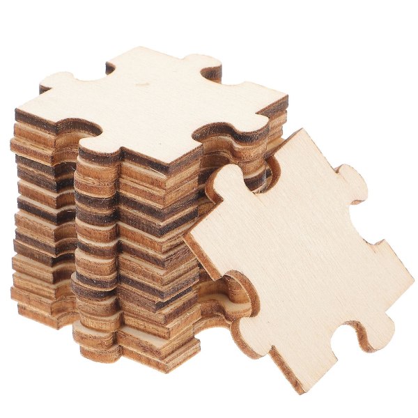 100 st Träpusselbitar för pyssel, Oavslutade Träpusselbitar för Måleri, Träfigurer för pyssel, 3,5 cm 3.5x3.5cm