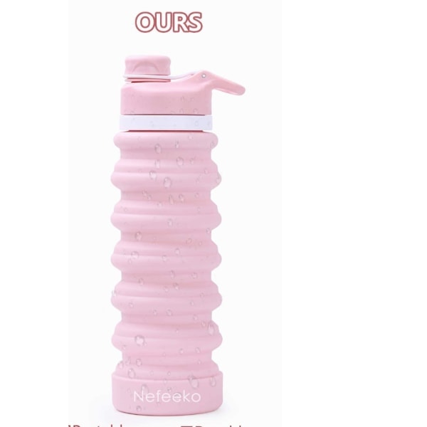 Hopfällbar vattenflaska från Fabriksförsörjning, 300 ml kapacitet, silikonvattenflaska för utomhusresor, hopfällbar vattenkopp (rosa)