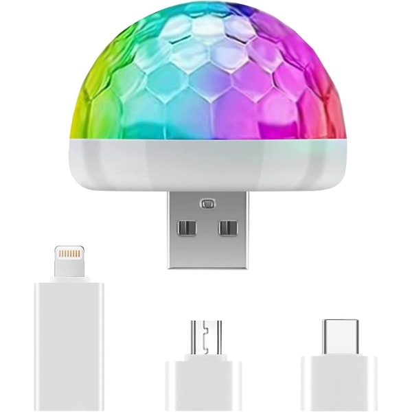 Mini Diskokulelys - USB LED Partylampe | Stemmestyrt, Musikkstyrt Effekter | Perfekt for Barnefødselsdager