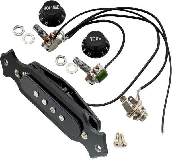 Pre-wired pickup set for 4-string electric guitar, black