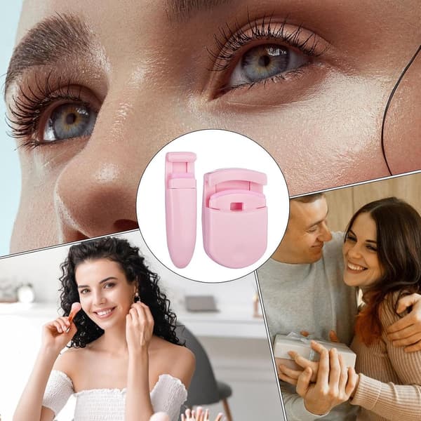 2-piece Eyelash Curler - With Extra Replacement Pads - Portable - Suitable for Partial and Full Eye Makeup - Pink