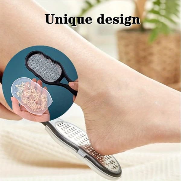 Professional Stainless Steel Foot File with Splash Guard, Ergonomic Handle, and Double-Sided Surface for Callus Removal