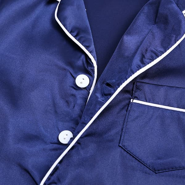 Satin Pyjamas Set i Siden, Kortärmad, Barnkläder för Sovkläder blå blue 130 blue 130