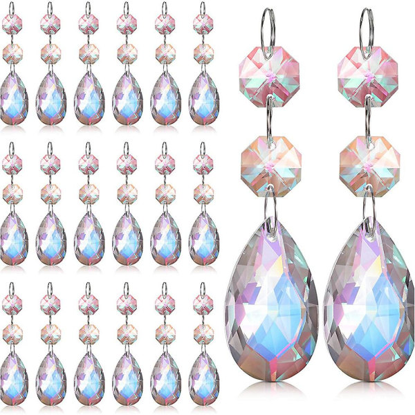 20 stk lysekrone krystal erstatning regnbue dråbe krystal lysekrone tilbehør perler