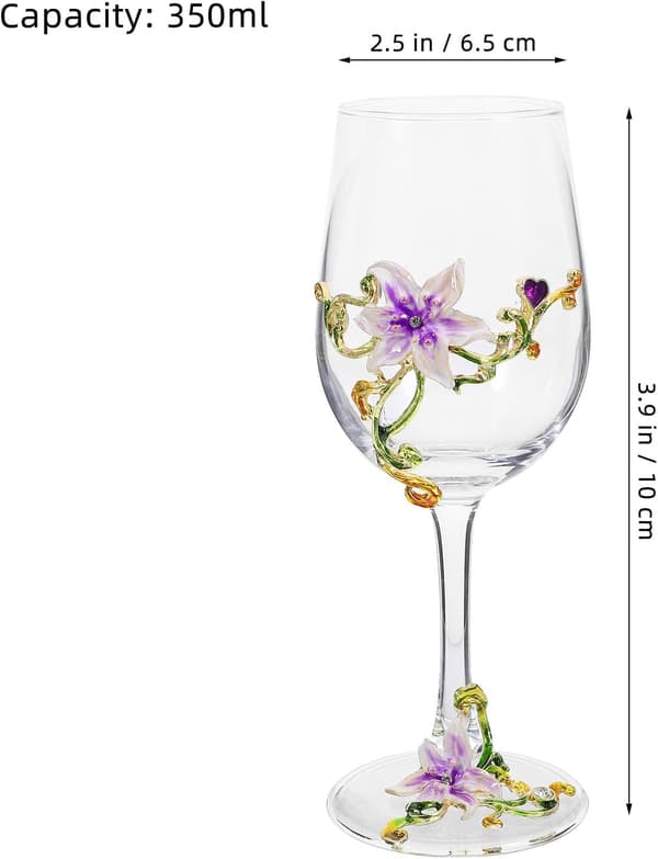2 Pieces Decorative Enamel Glass Wine Cups 350ml Glass