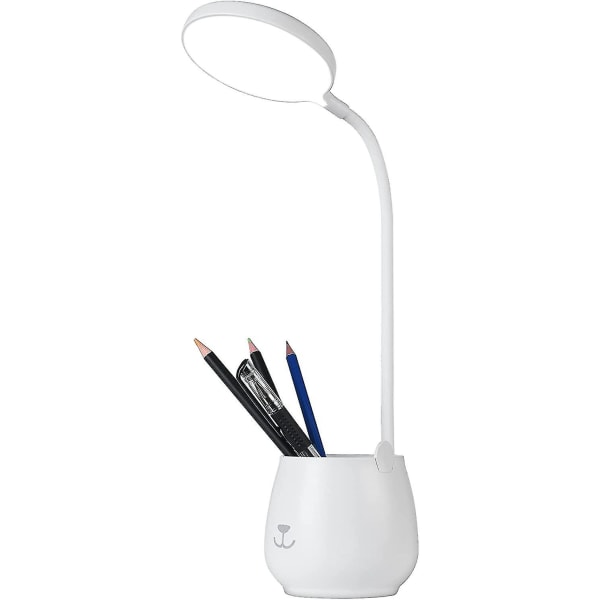 Skrivebordslampe, Led-bordlampe med berøringsbryter og penneholder, dimbar leselampe for øyebeskyttelse, usb oppladbar dimbar nattlampe for lesing S