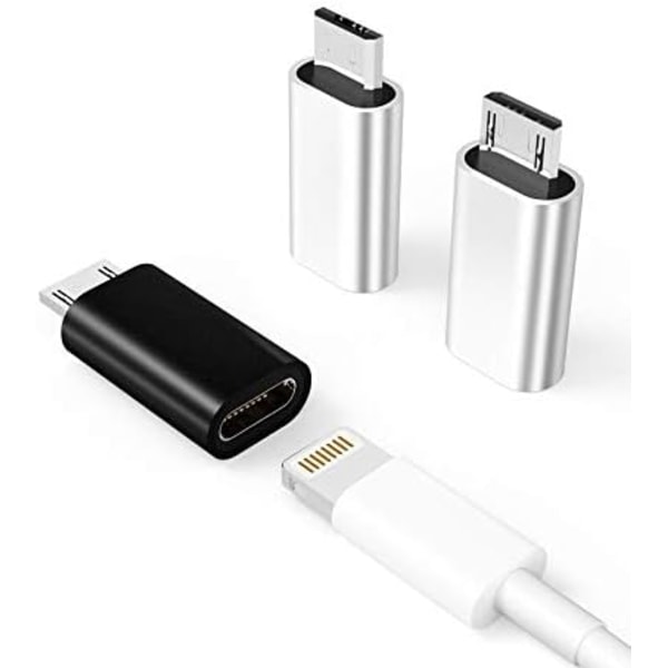 3-pakning, Micro USB til Lightning-adapter, Lightning hun til Micro USB hann-adapter