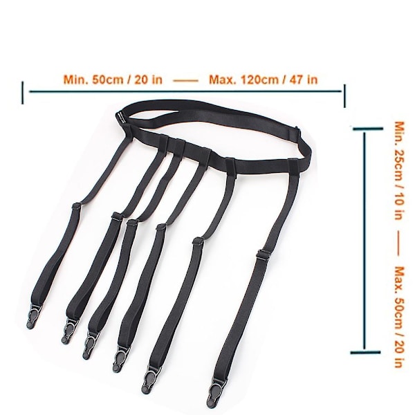 Musta yksinkertainen seksikäs sukkanauhavyö naisille Reiden korkeat sukat Säädettävä elastinen jalka sukat Suspenderit Vyö 4/6 Metalliklipsit