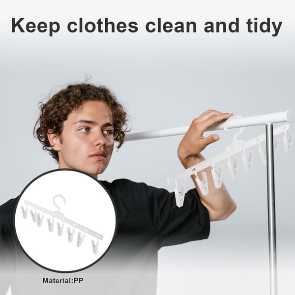 8 Clips Windproof Clips Multifunctional Hanger Sock Holder PP Material Well-Sewn Foldable Design