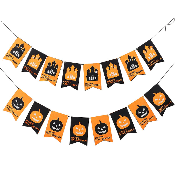 2 sett med gresskardekorasjon Halloween-banner Halloween-hengende banner Halloween-hengende banner Bursdagsbanner Orange 24X15cm Orange 24X15cm