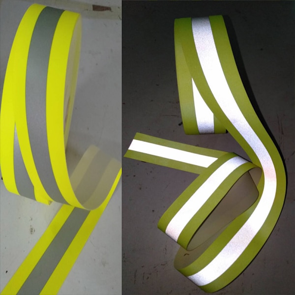 Sølv Sy-På Reflekterende Bånd til Sikkerhedstøj Webbing Trim Stribe Grøn 2\" x 3.3ft