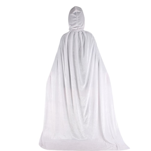 White 130cm Unisex Full Length Hooded Robe Cloak Costume