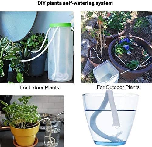 2 pcs self-watering wick for planters, capillary rope for hydroponic systems and seedlings, white