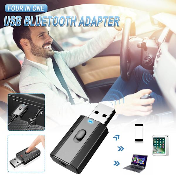 USB Bluetooth Adapter Bil Audio Modtager Bluetooth Sender Håndfri Opkald 5.0 Bluetooth Modtager