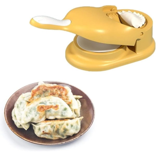 Gul 2-i-1 Dumplingtillverkare Dumplingform Manuell Dumplingomslagspress Dumplingtillverkare Hushållsmatlagningsverktyg
