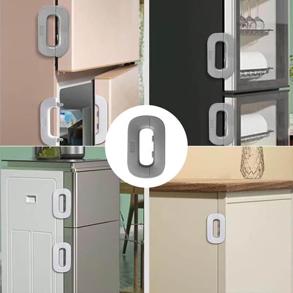 Child Safety Refrigerator Lock, Self-Adhesive Refrigerator Lock, Door Lock for Kitchen Refrigerators, Cabinets, Drawers