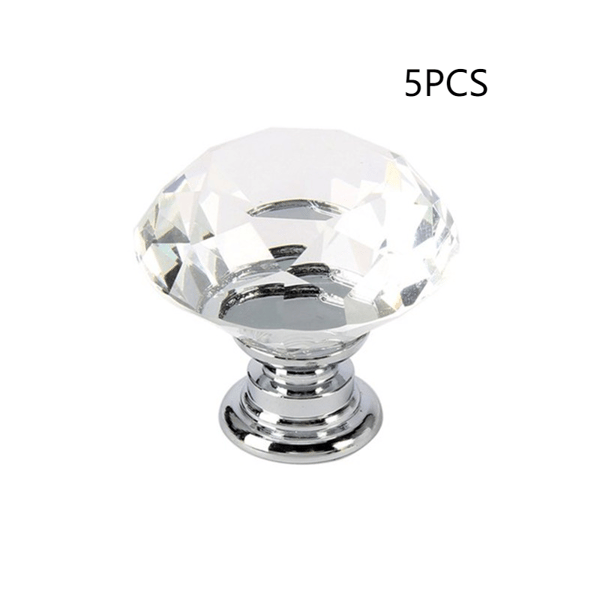 30mm Crystal Glass Knob Cabinet Drawer Handle (5pcs)