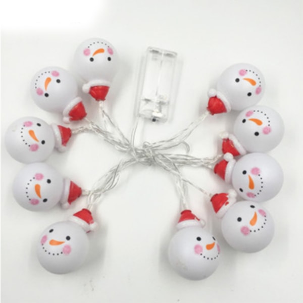 Christmas Snowman LED-snørelys, 2 meter 10 LED-lys, for innendørs og utendørs dekorasjon, juletrepynt