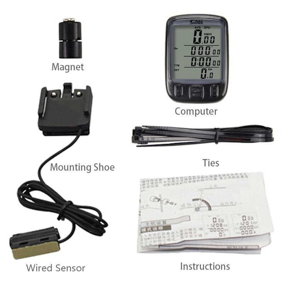 Trådløs cykel-odometer-hastighedsmåler - Multifunktionel cykelcomputer med odometer, kalorier, tid og temperatur med LED