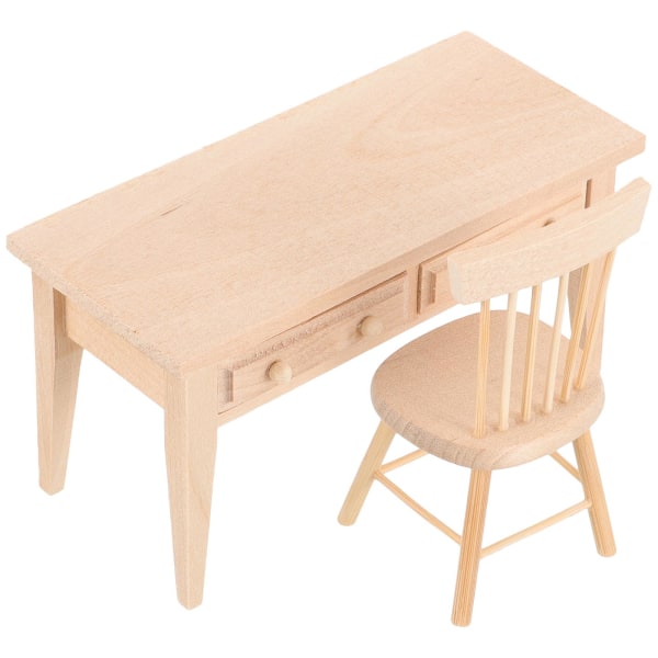 1 set dockhusmöbler i trä Mini dockhusmöbler Skrivbordsstolmodeller11,6x6,2cm 11.6x6.2cm