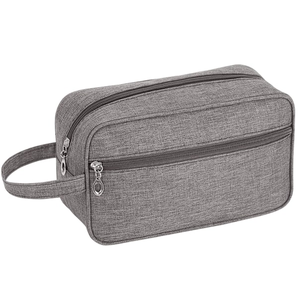 Kraftig necessär i nylon för resor, badrum, rakning, organizer för män eller kvinnor, toalettartiklar för resor (Grå - 1 st)