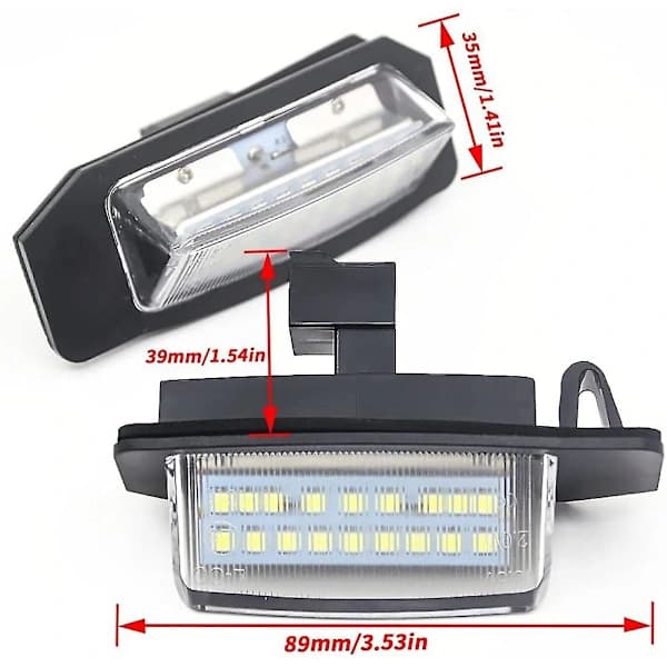 2 stk. LED-nummerpladelys til Mitsubishi Outlander 2 3 Lancer Eclipse 3 4 Cross Galant Xpander i-MiEV sort