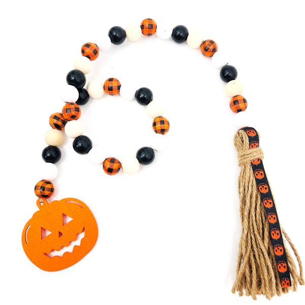 Halloween Wooden Bead Garland Pumpkin Spooky Holiday Party Holiday DecorationStyle A