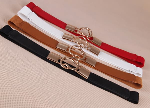 65 cm Elastisk Smal Taljebælte Spaghettibælte til Kvinder (Rød)