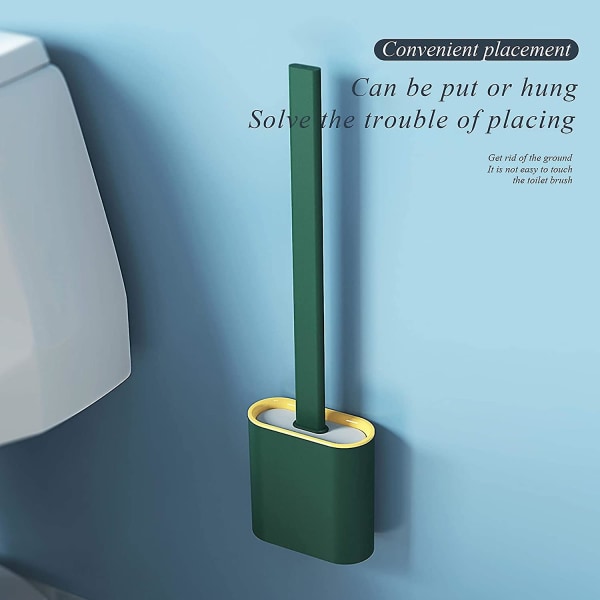 Toalettbørste, toalettbørste på bad, bærbar og praktisk toalettbørste, laget av trygt silikonplastmateriale Grønn Green