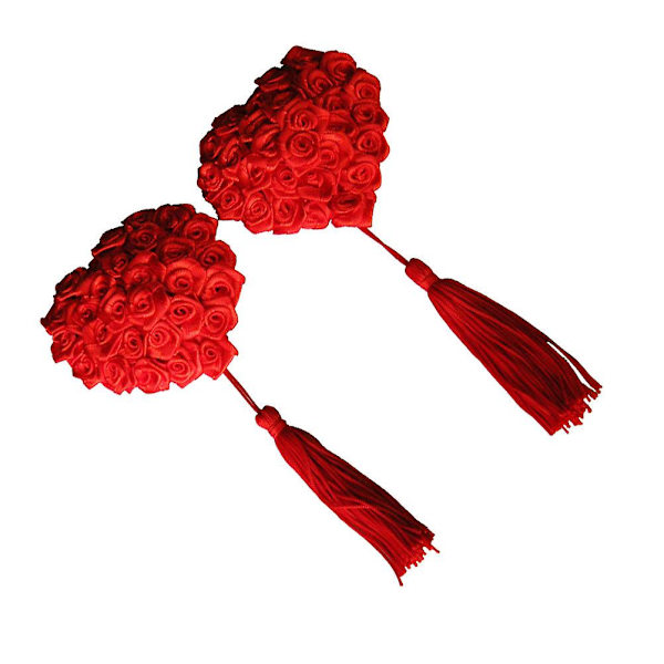 Olkaimettomat rintaliivit Pasties Lingerie Saumattomat liimattavat rintaliivit Naisten paljettisilikoniterälehdet Lingerie Rintaliivit Nännien peite Punainen 6*6cm