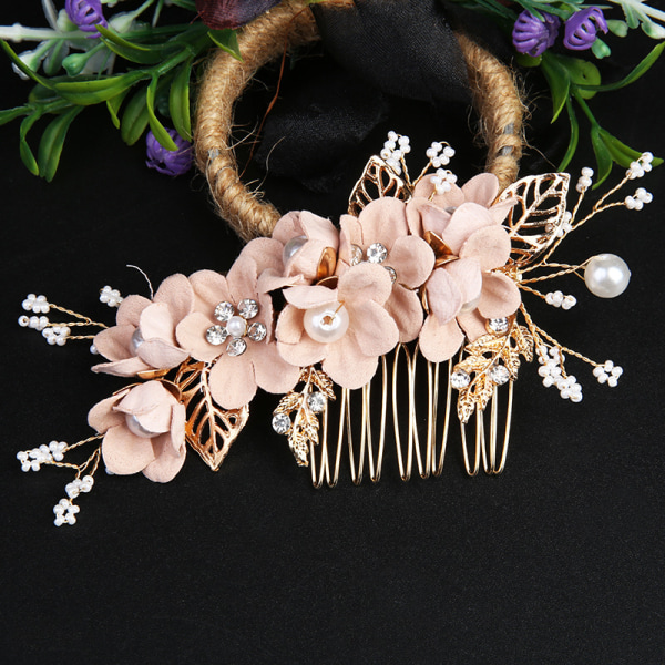 Blomsterkam for bryllup 4 stk. Krystall Bryllupshårkam Brudens Hårsidekam Rhinestone Brudens Hodeplagg for Kvinner og Jenter Rosa Farge