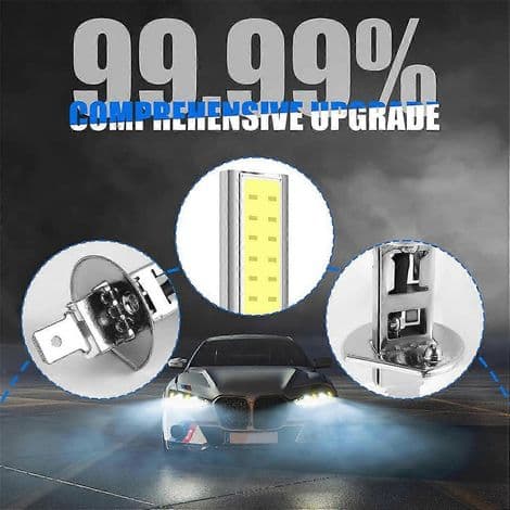 H1 LED-lamper xenonhvit 6000K 7.5W COB SMD for kjørelys, tåkelys og frontlykter.