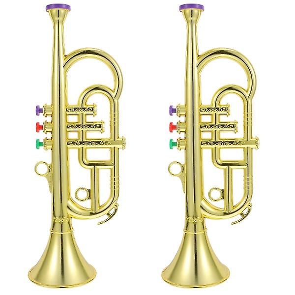 2 stk imitert musikkinstrument leketøy trompet leketøy tidlige instrumenter læreverktøy 2 stk 33.5X11X9CM 2 pcs 33.5X11X9CM
