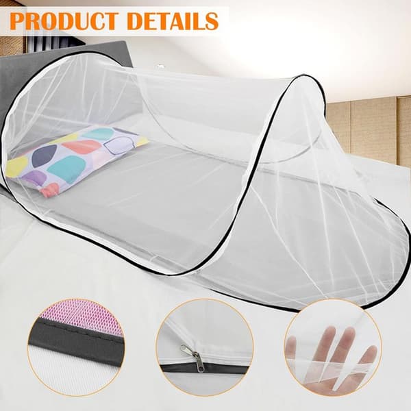 Pop-up Mosquito Net, 200 x 80 x 56 cm. Travel Mosquito Net. Bed Mosquito Net. Foldable Mosquito Net. Foldable Mosquito Net for Single Bed. Camping