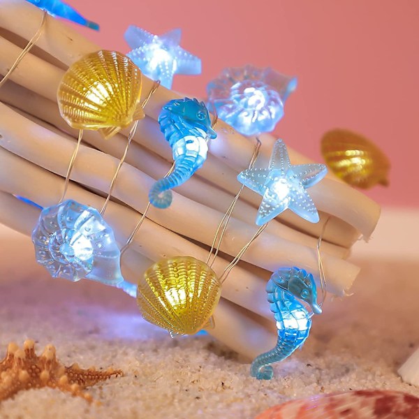 Strängljus för dekoration på stranden, sjöhäst-tema för juldekorationer, fjärrkontroll 3 meter 30 LED för täckt