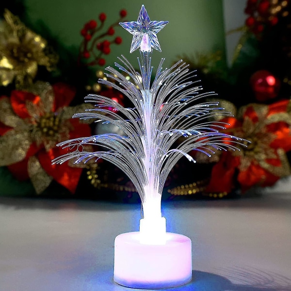 Led Mini -joulukuusen värit Vaihteleva kuituoptinen joulukuusi tähtiparistolla toimivalla pöytätasolla joulun LED-yövalopuu joulujuhliin