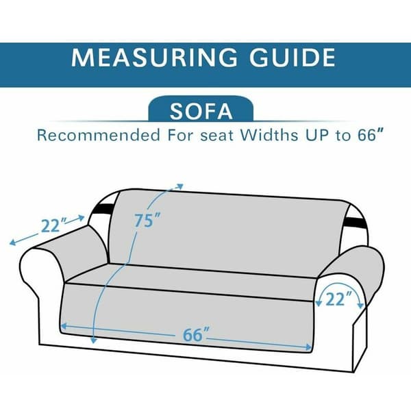 Sofaovertrekk for hunder/katter/kjæledyr, vattert sofatrekk med sklisikkert elastisk bånd, vannavstøtende sofatrekk, setebredde: 66 tommer, mørkegrå