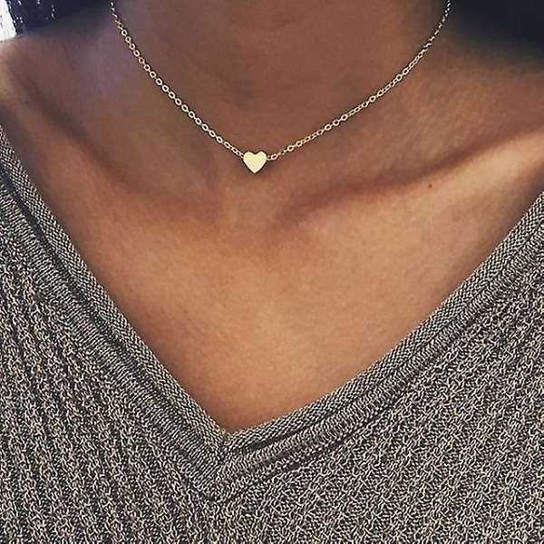 Hjerte Halskæde Kompatibel Kvinder Guld Farve Kort Kæde Hjerte Vedhæng Choker Halskæde Boho Smykker Gave Botao