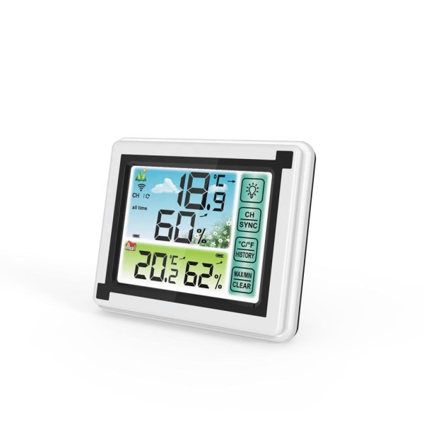 Digital Termometer Hygrometer, Termometermonitor med Fjärrsensor, Pekskärm, Registrerar Maximal och Minimal Temperatur