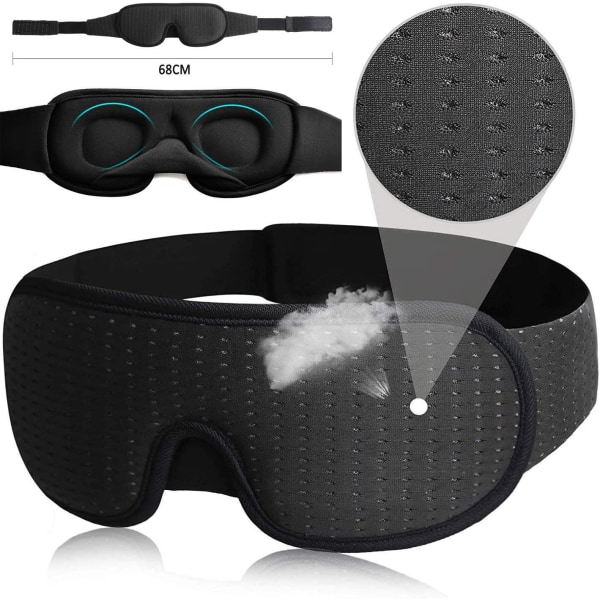 3D Sleep Eye Mask - 100 % kevyt uni maski miehille, naisille, viileä urheilukankainen cover matkustamiseen, päiväuniin ja yöun, mukava ja hengittävä