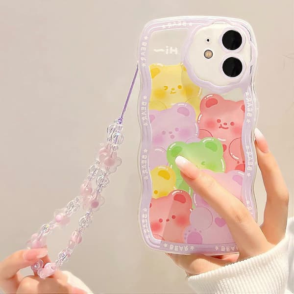 Compatible Case for iPhone 12, Cute Transparent Cartoon Bear Animal