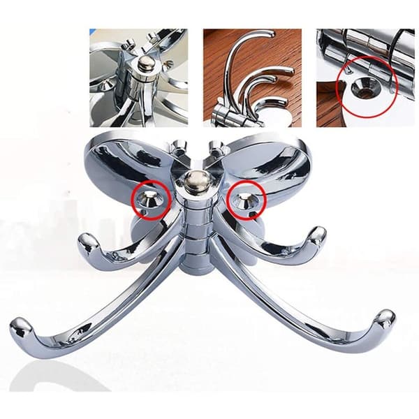 Decorative Wall Sculptures, Metal Hook, Swivel Coat Hook, Towel Hanger, Rack - Polished Chrome