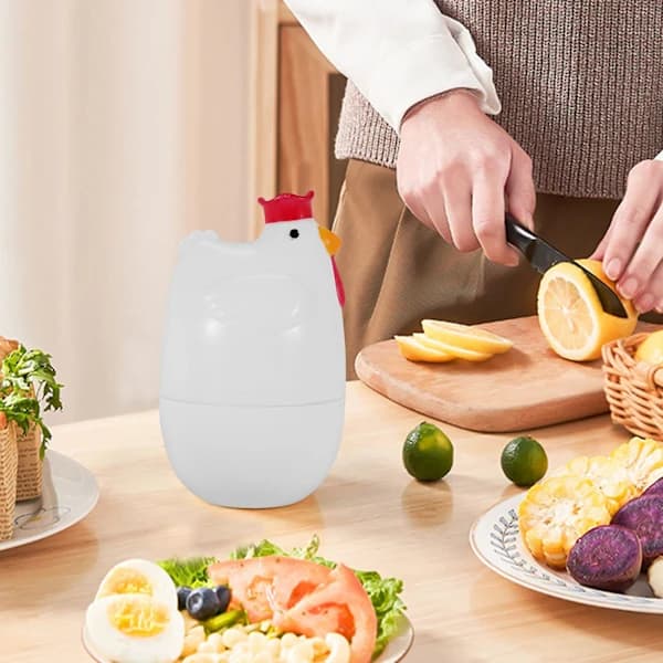 Chicken Shaped 1 Boiled Egg Cooker Steamer Mortar Microwave Egg Cooker Cooking Tool Kitchen Utensil Accessory Tool White