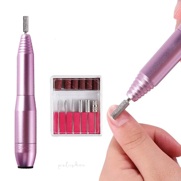 Elektrisk Nagelfräsmaskin, 20000 RPM E Nagelfilsfräs för Akrylnaglar Gel, Bärbar Manikyr Pedikyr Nagelfräsmaskin Set med Slipband