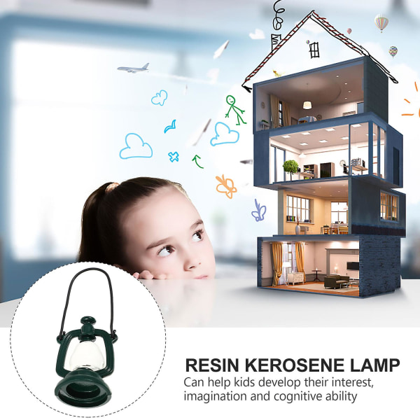 Dukkehust Resin Parafinlampe Miniatyr Parafinlys Dummy Parafinlampe Brun 4.3X2X2CM Brown 4.3X2X2CM